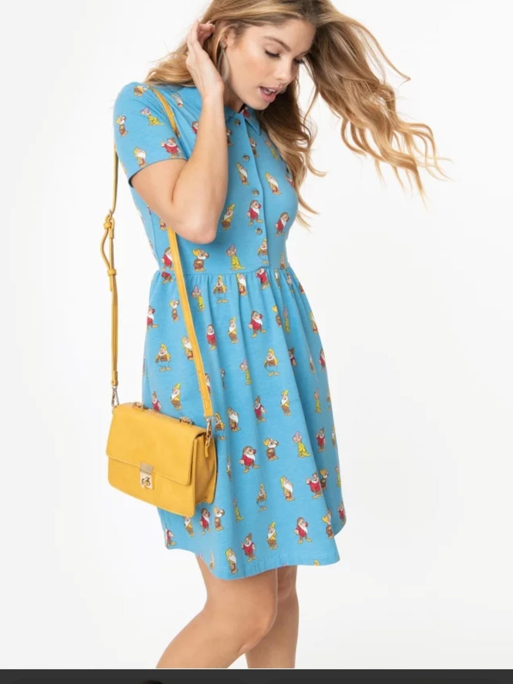 Cakeworthy Disney Short-Sleeve Mini Dress with Dwarf Character Print